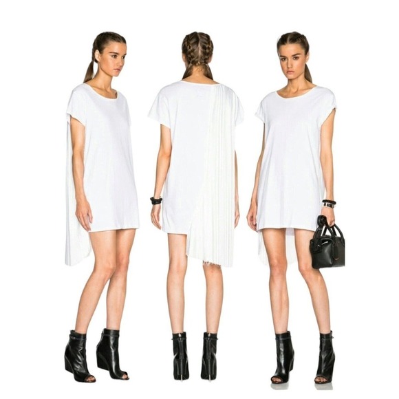 RTA Revolve Women's White Tee Dress With Back Frayed Detailing Cotton Size M - Picture 1 of 16